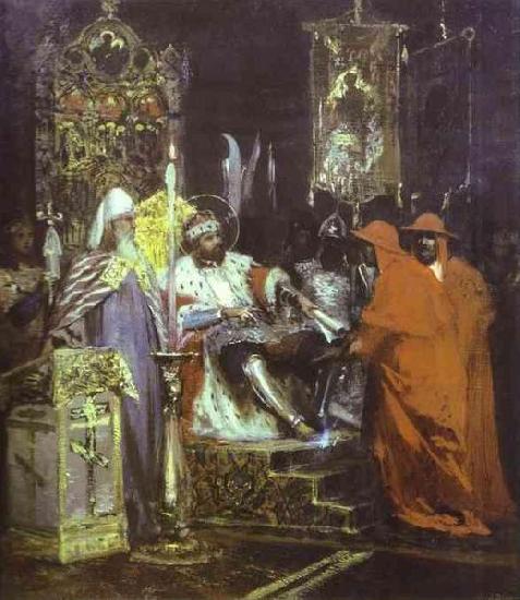 Henryk Siemiradzki Prince Alexander Nevsky Receiving Papal Legates. oil painting picture